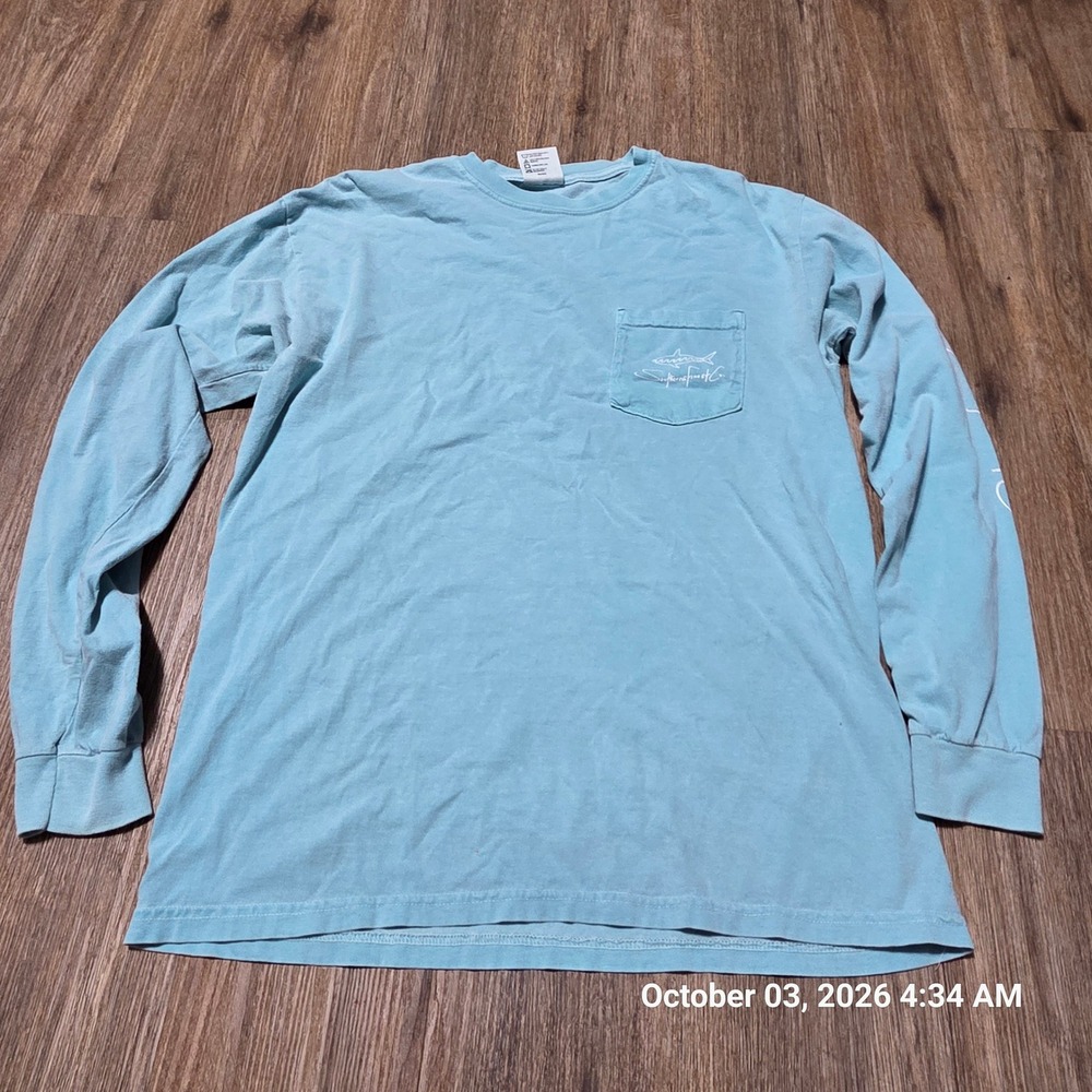 Comfort Colors Southerns Finest Long Sleeve Pocket T-Shirt Blue Sailboat Medium
